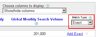 exact match for google keywords