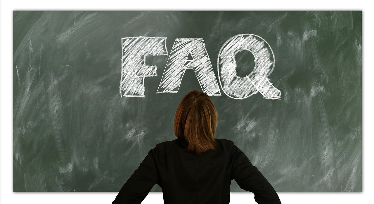 faq on chalkboard