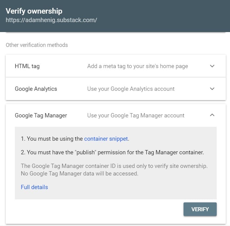 GSC verify ownership